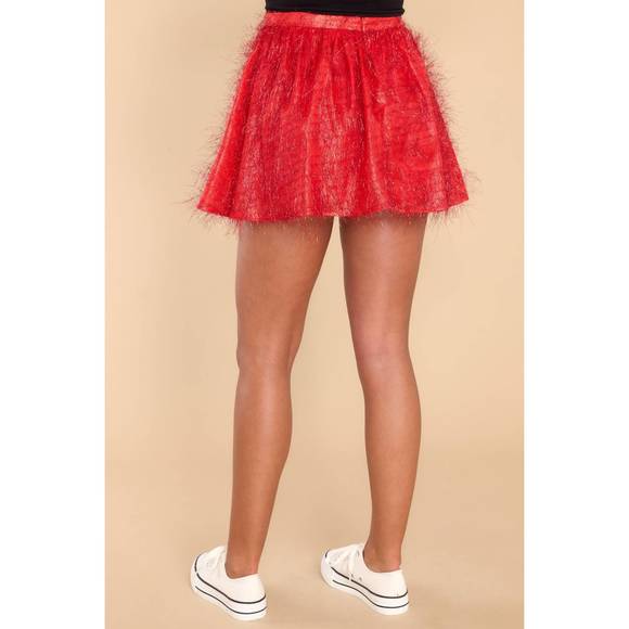 NEW QUEEN OF SPARKLES tinsel skort in red - Picture 3 of 3
